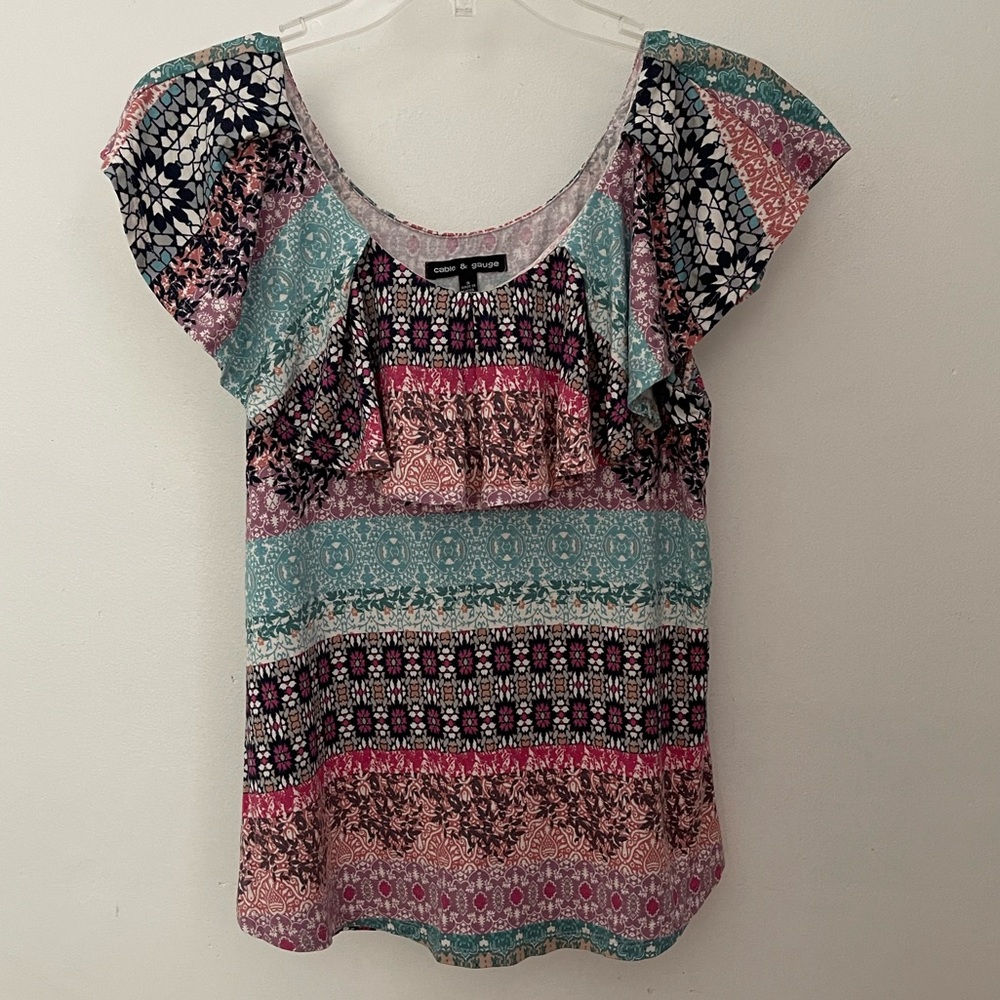 Cable & Guage Multi-color Shortsleeved Top